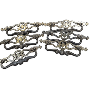 Lot of 6 Vintage brass drawer pulls MCM 1970's Hardware Included